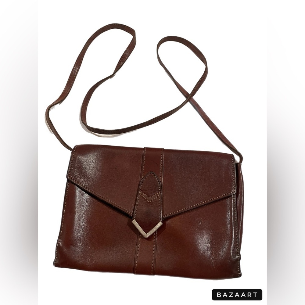 Schlesinger Brothers Vintage leather crossbody bag snap closure one pocket UB 3